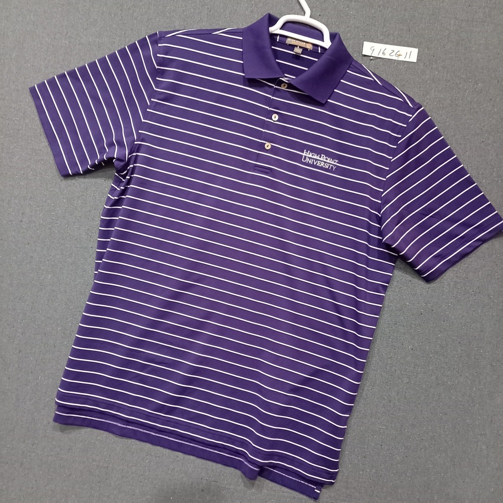 Peter Millar Summer Comfort High Point University Purple Striped Polo Mens L